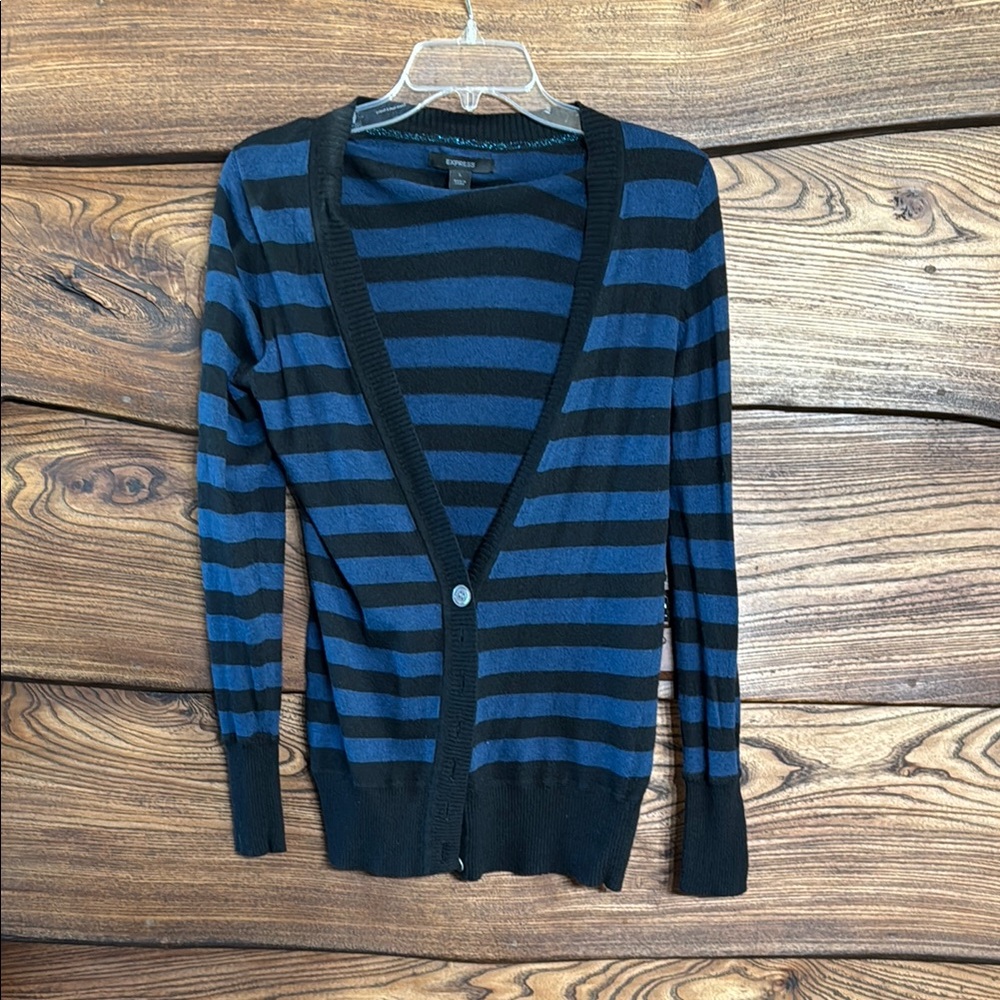 Striped Blue and Black Cardigan